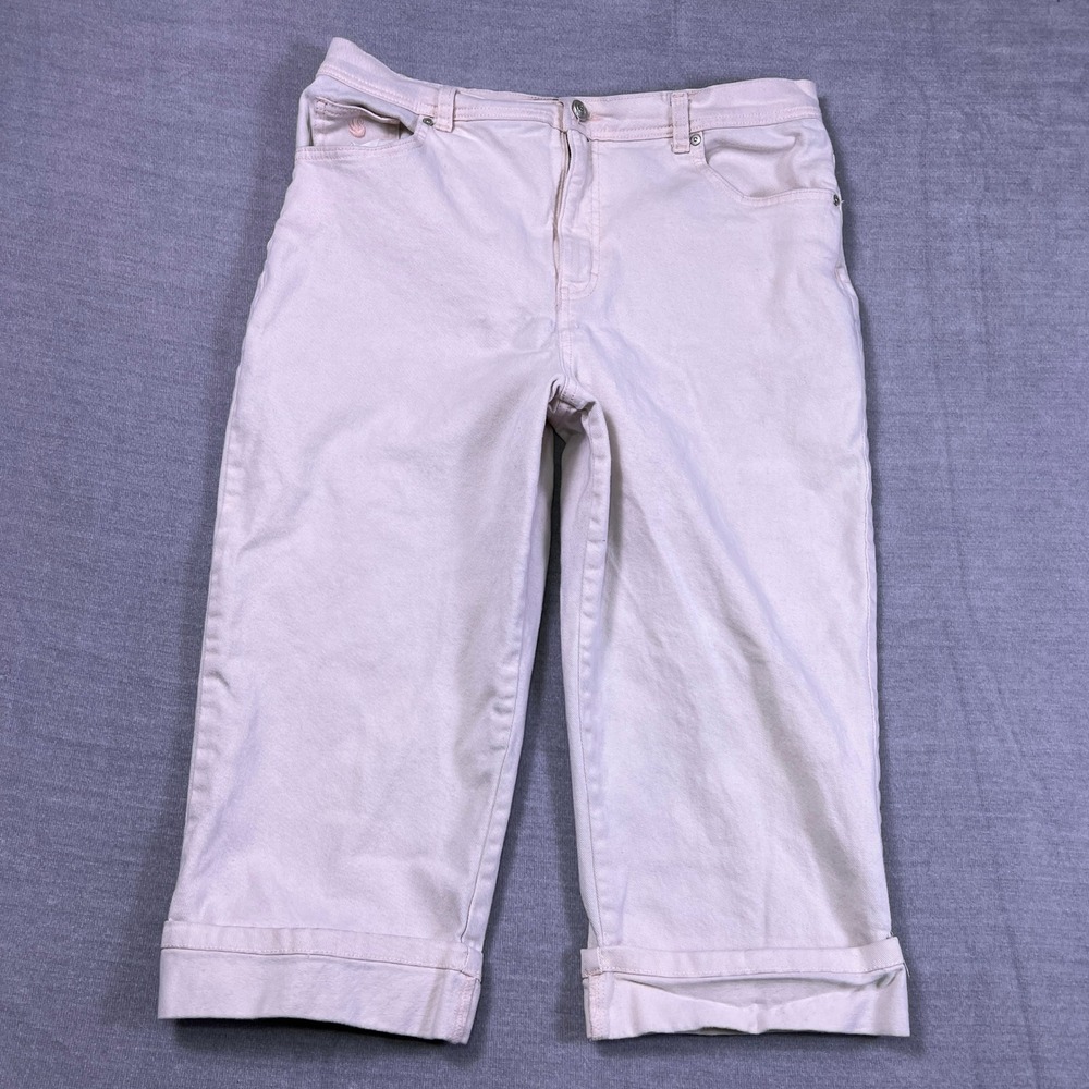 Gloria Vanderbilt Amanda Stretch High Rise Capri Pants Womens 12 Pink Cotton